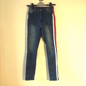 LA Denim High Rise Racer Stripe Jeans Size 5